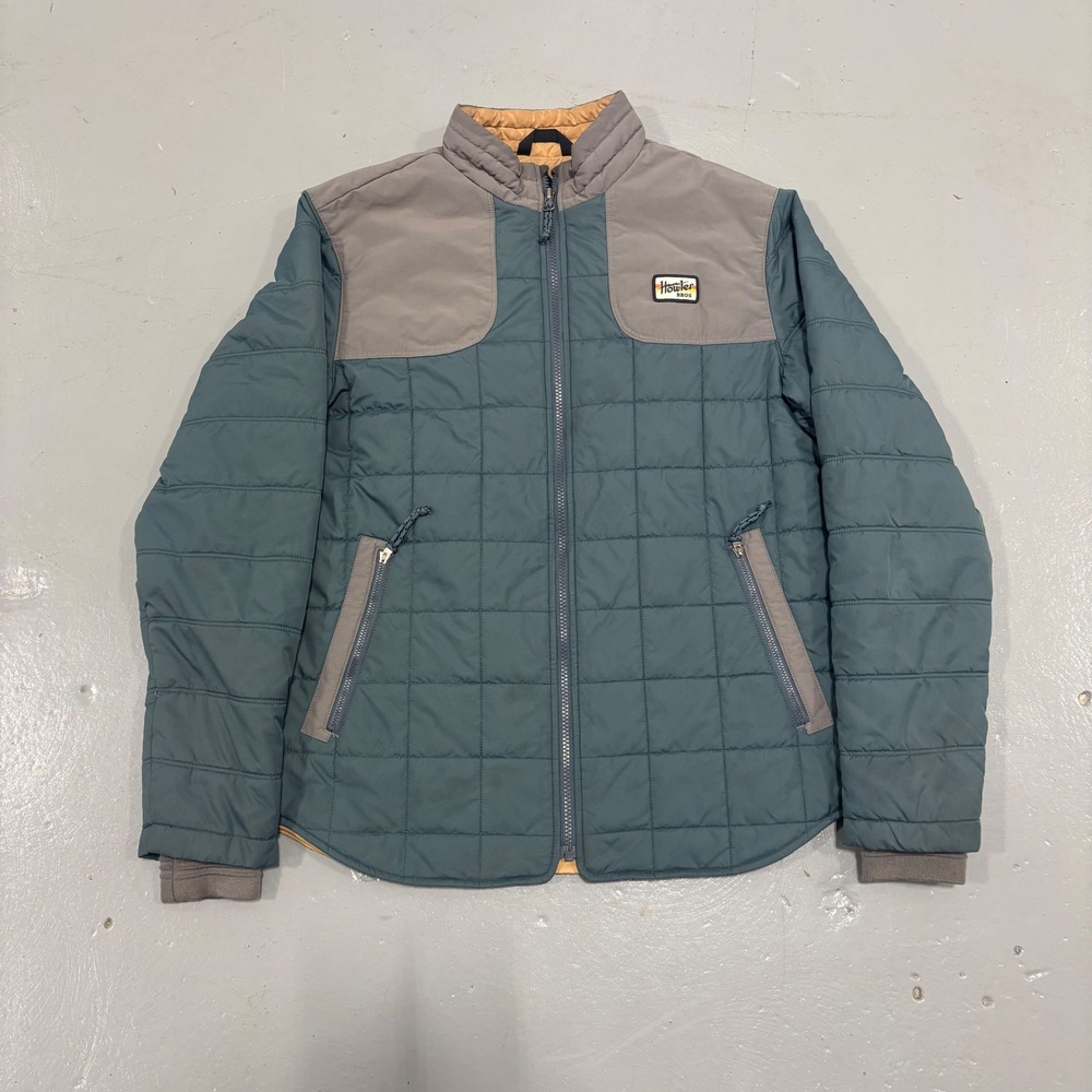 Howler Bros Merlin Jacket Mens Medium Blue Grey Quilted Puffer Full Zip